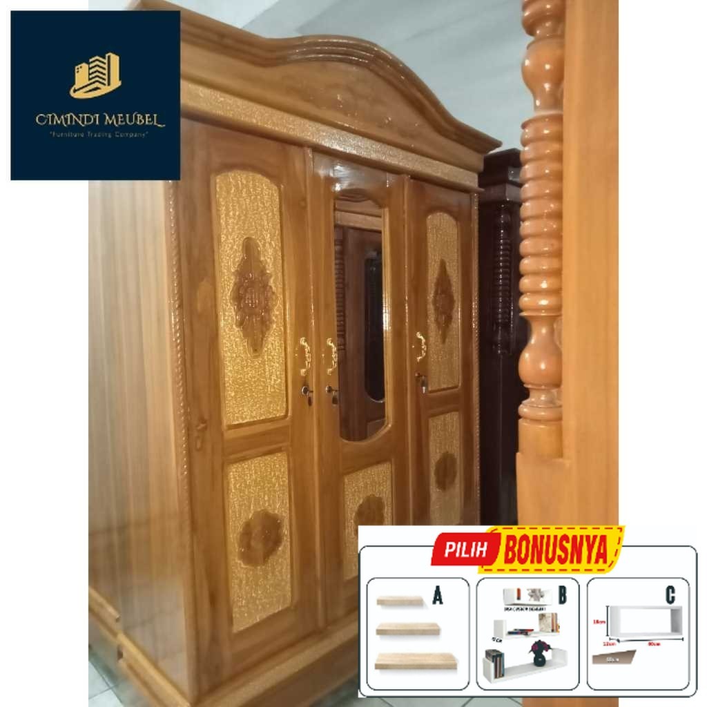 Lemari pakaian 3 pintu kayu jati lemari kayu jati