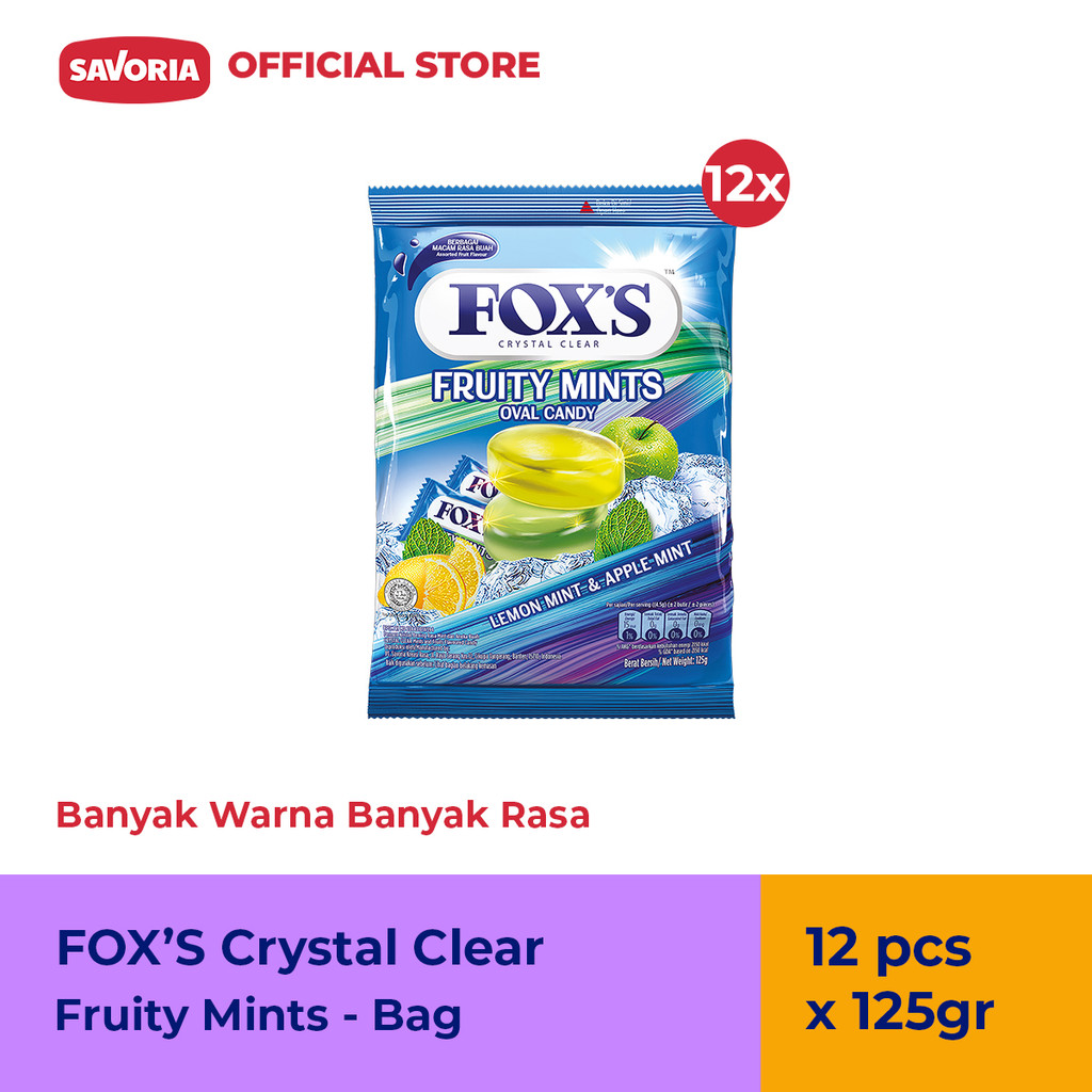 

FOX'S Oval Candy Fruity Mints Bag - Permen Buah Mint 12 Pcs x 125g