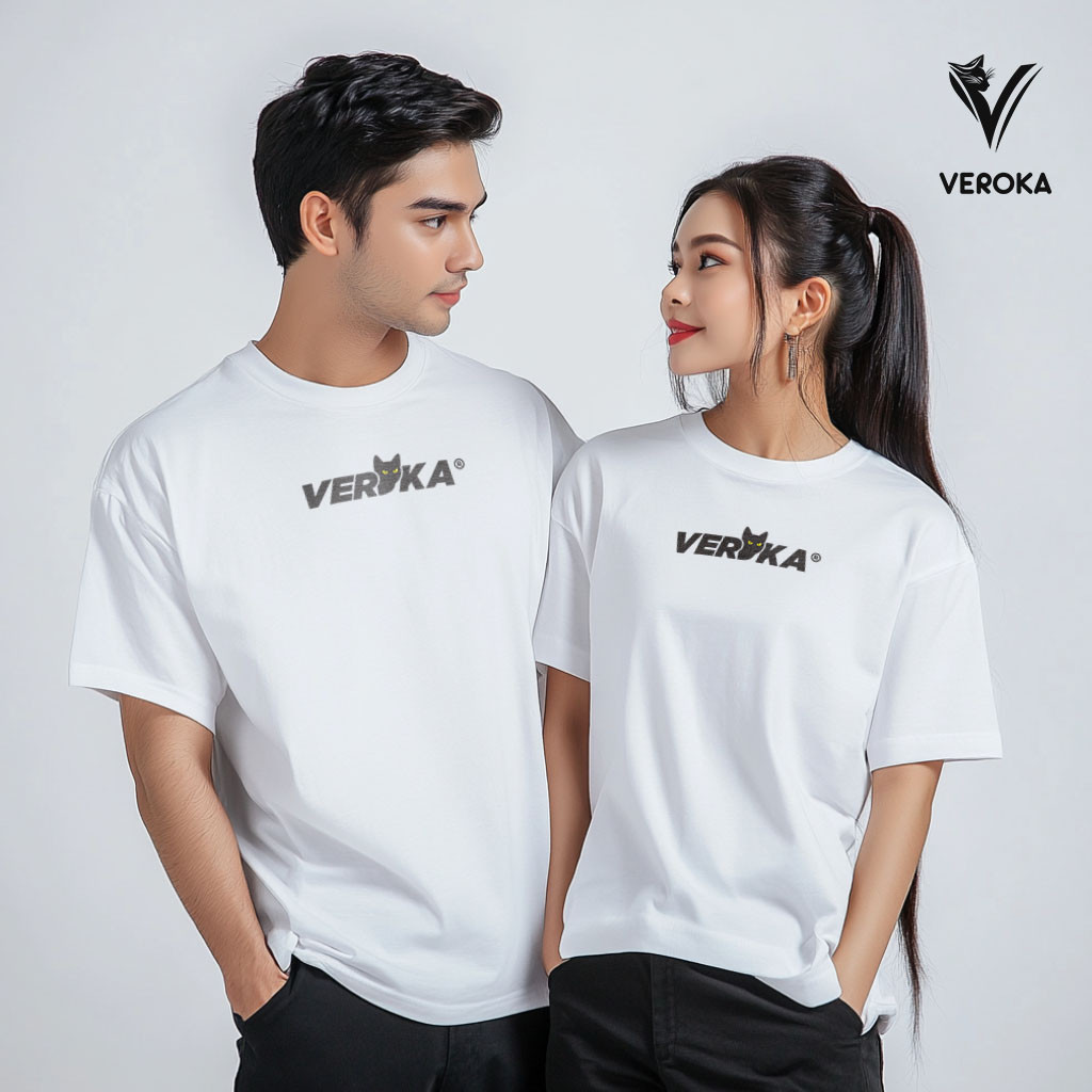Veroka - Kaos Distro Motif Simpel Pria Wanita 003 Warna Hitam Putih