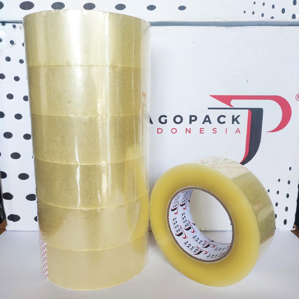 

1 Slop / 6 Pcs - Lakban Bening Ekonomis 45 x 300 yard - Lakban Packing - Jago Pack Indonesia