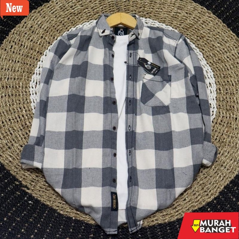 kemeja kotak kotak cowok Kemeja Flanel Lengan Panjang Distro Flannel Lengan Panjang Pria,Kemeja Kota