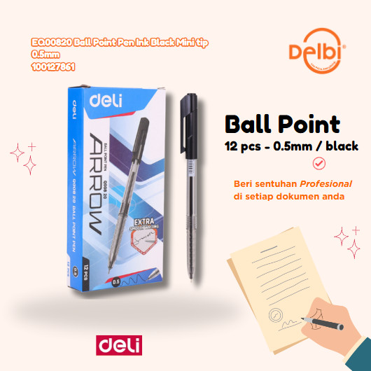 

(1PCS) Pulpen Tinta Warna Hitam / Pulpen Gel / Pulpen Arrow / Pulpen 0.5mm / Ball Point EQ00820 Ball Point Pen Ink Black Mini tip 0.5mm