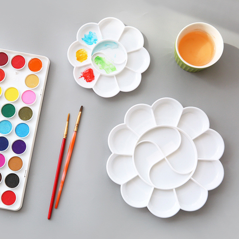 

❀SS❀ WADAH CAT AIR PUTIH PLASTIK LUCU / TEMPAT CAT AIR MOTIF FLOWER / WADAH LUKIS / PAINTER PALLET