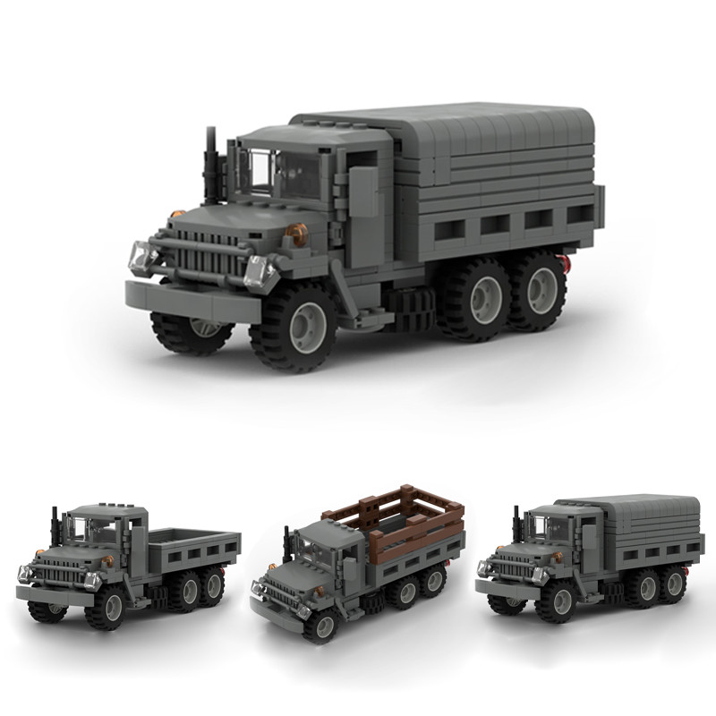 World War II US Military Truck M35 Transport Armored Vehicle MOC Building Blocks Troop Truck Childre