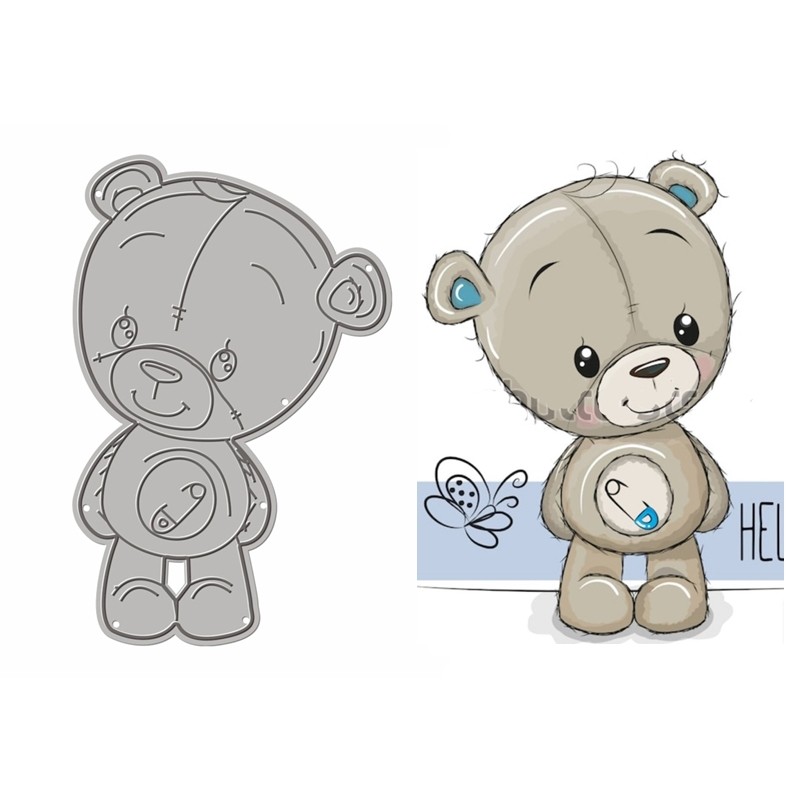 

Cute Cartoon Teddy Bear Doll Metal Cutting Dies For Scrapbooking New 2022 Paper Making Embossing Without Stamps Frame Card Craft