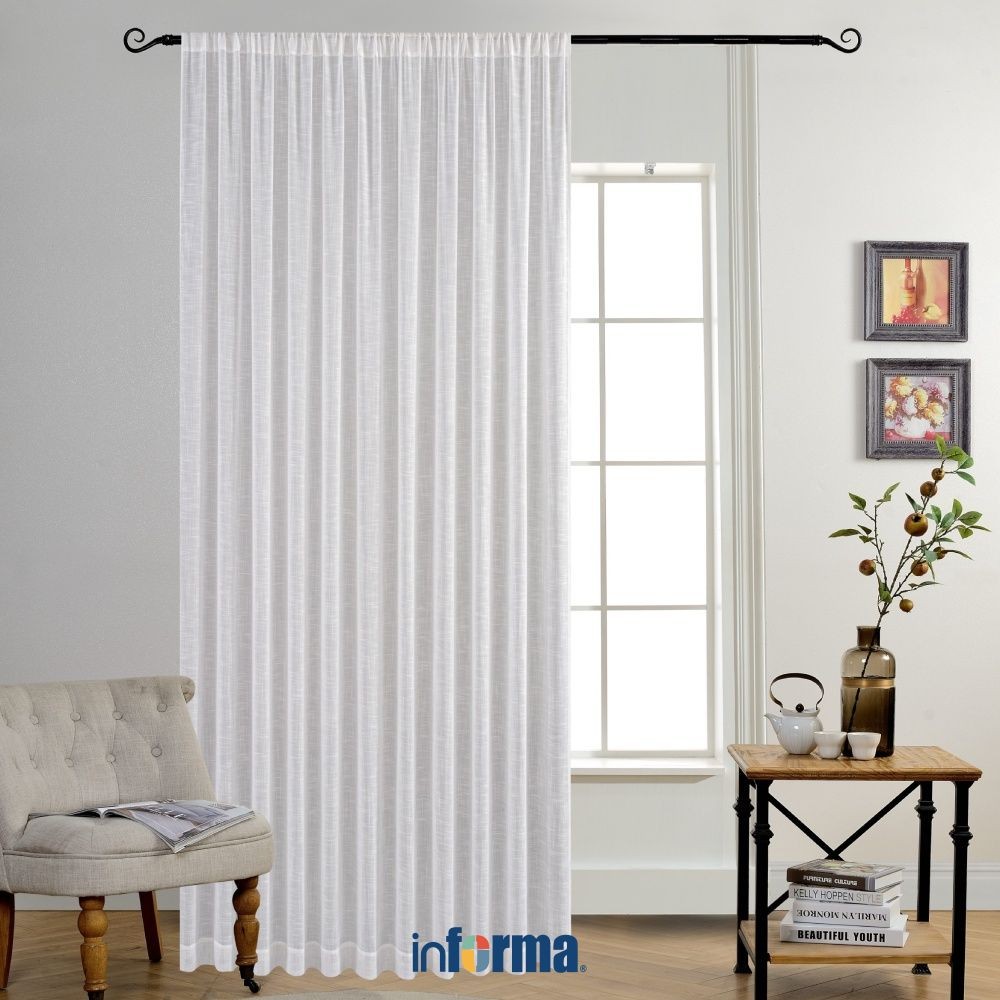 Informa 280x300 cm Tirai Vitrase Textured - Putih Gorden Vitrase Daleman Hordeng Kain Penghalang Cah