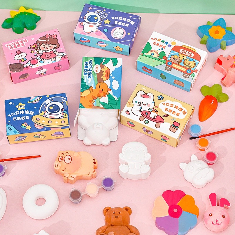 JOJU DIY 1 SET MAINAN EDUKASI ANAK GYPSUM PAINTING 3D / GYPSUM MEWARNAI 3D MINI KIT UNTUK ANAK