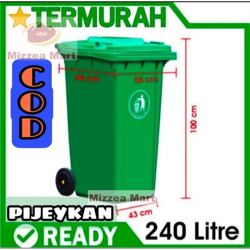Mizzea tong sampah besar fiberglass original termurah bisa pake nama TEMPAT SAMPAH FIBER VOLUME 240L
