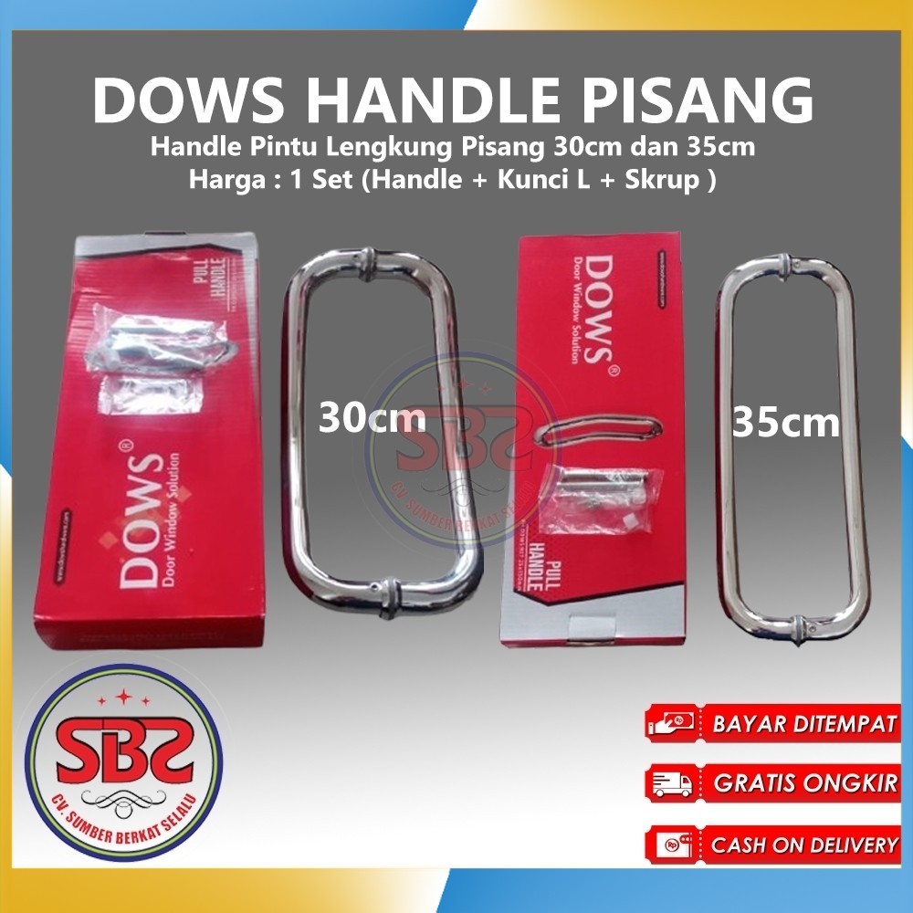 DOWS Handle Lengkung Handle Pisang Tarikan Pintu Kupu Tarung - Handle Pintu Lengkung Pisang 30cm dan
