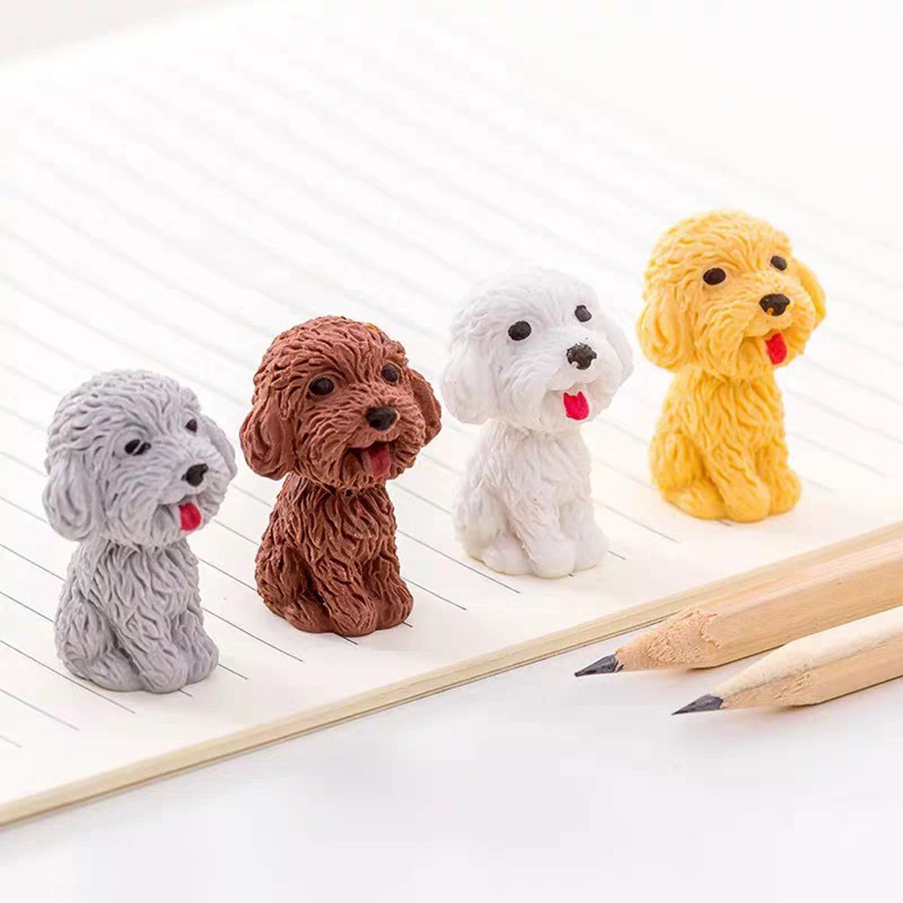 

4Pcs Cute Puppy Style Rubber Novelty Pencil Eraser Children's Gift Cute Stationery School Supplies