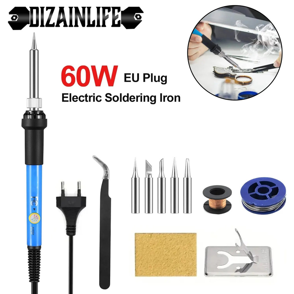 60W Soldering Iron Kit Adjustable Temperature Portable Soldering Iron Kit Welding Soldering Iron Min