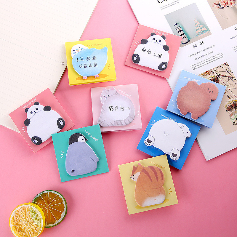 

Mengtai 30sheets Cute Animal butt Sticky Notes Memo Pad Bookmarks kawaii Cat Penguin N Times Sticky Office Stationery Supply