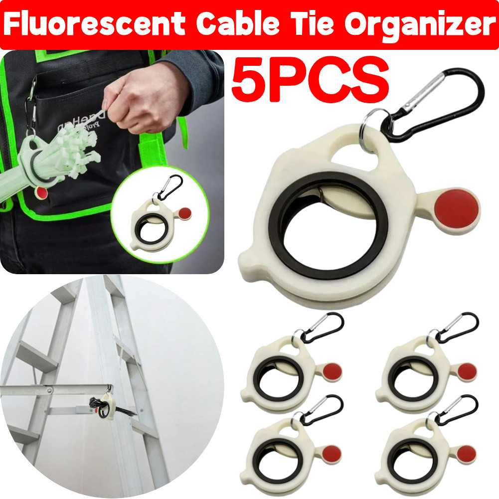 Fluorescent Cable Tie Organizer Reusable Zip Tie Holder Portable Electrical Wire Ties Clip Cable Tie