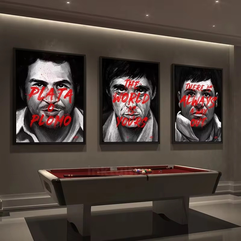 

Classic Movie The World is Yours Poster Scarface Tony Montana Canvas Painting Motivational Wall Art Prints For Room Home Decor