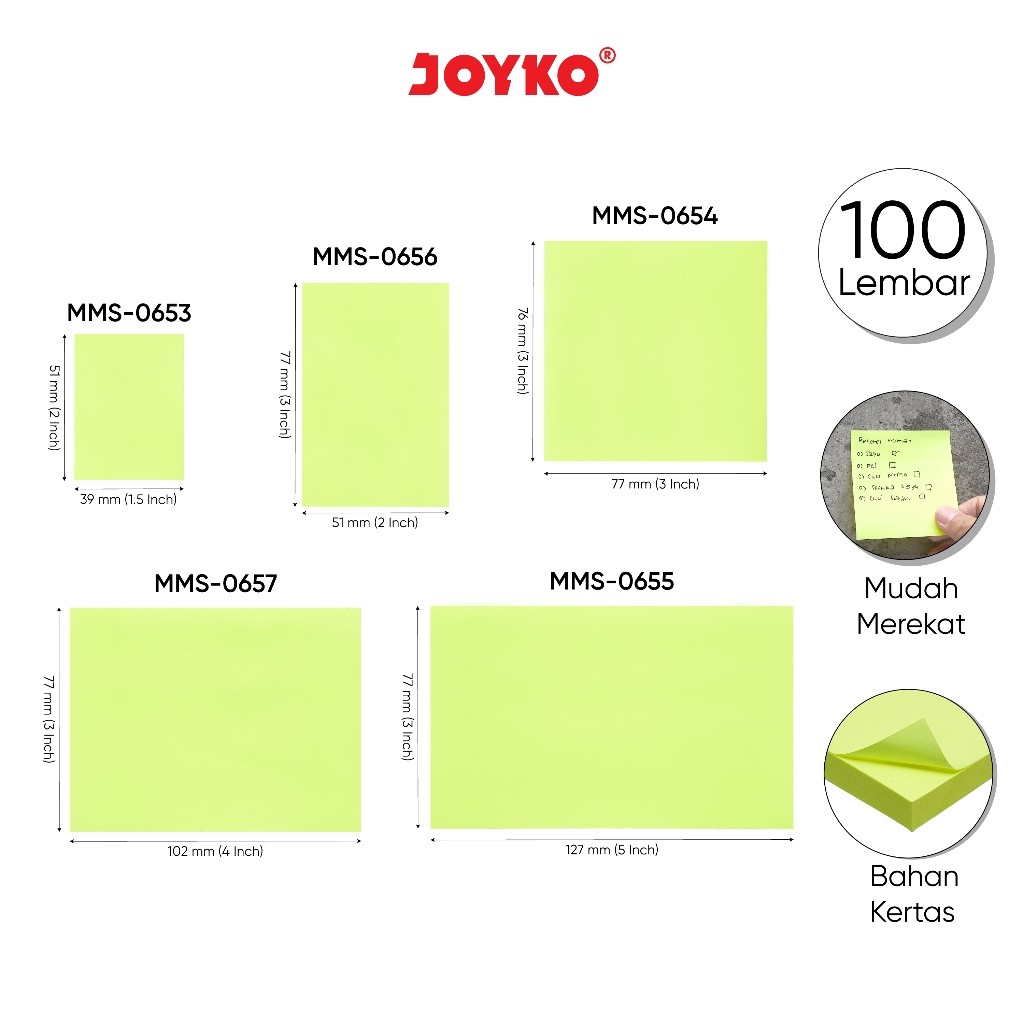 

Memo Stick Kertas Memo Tempel Sticky Note Joyko Bright Color