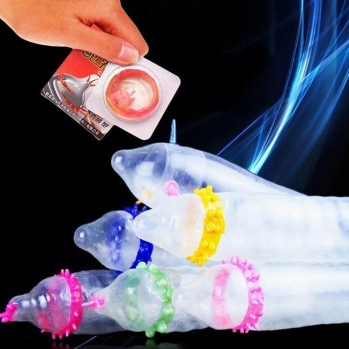Promo Terbaru-161- Kondom silikon lembut motif gerigi hot di samping lingkaran -161-