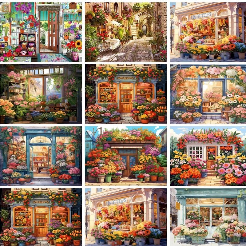 

40x50cm Painting By Numbers Paint Kit Flowers House Garden Home Decors On Canvas For Adults Crafts Handmade