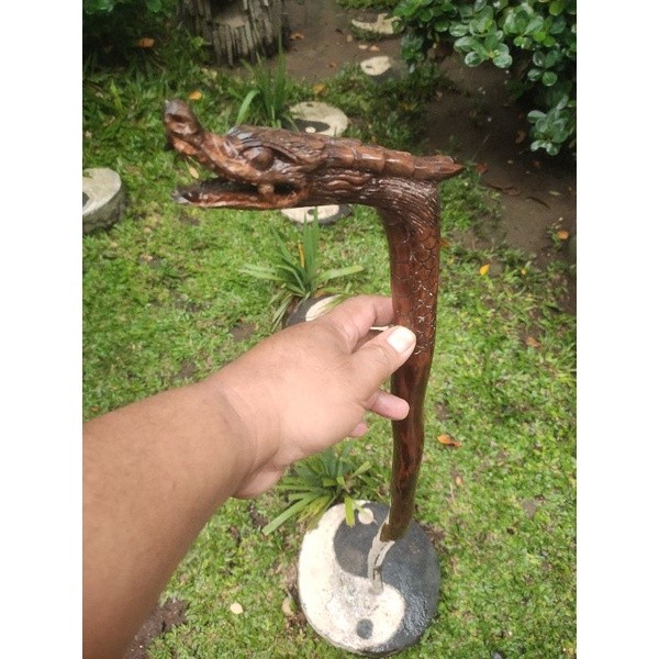 MAKRIFATBUSINESS Tongkat Jalan/TONGKAT JALAN/tongkat jalan ukir naga kayu stigi 1M