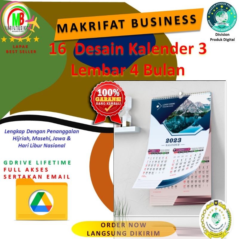 

16 DESAIN KALENDER 2023 3 LEMBAR 4 BULAN DALAM SATU KALENDER FORMAT CDR EDITABLE BONUS FONT GDRIVE PREMIUM AKTIF SELAMANYA