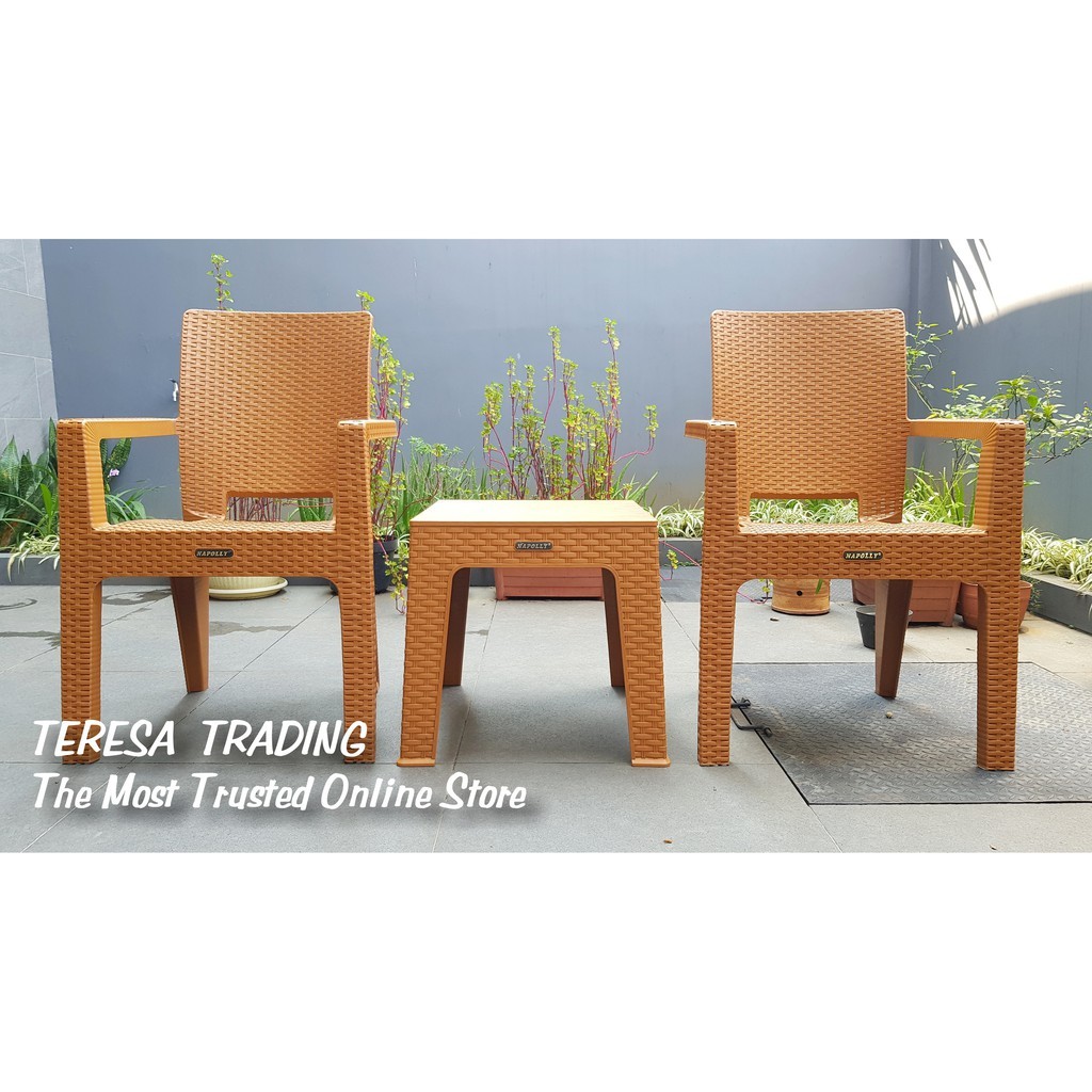 PAKET C1 KURSI SENDER TANGAN MEJA TAMAN 8R3 MINIMALIS DESIGN MOTIF ANYAMAN 2 KURSI + 1 MEJA