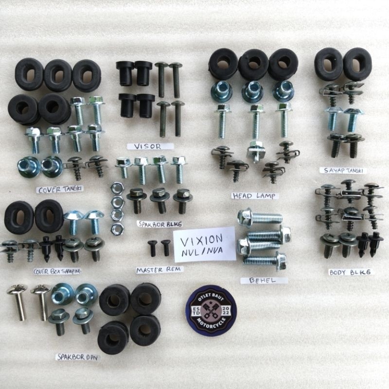 Baut Body Vixion New Fullset / Baut Motor Vixion New Full body Baut Motor Lengkap