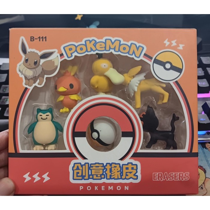 

Penghapus Pensil Pokemon Set 6 Eraser Alat Tulis Premium - Psyduck DKK