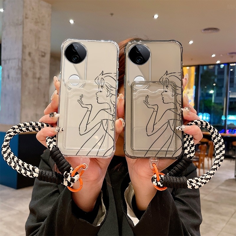 ForY91i phone case vivo/95/17/G fashionable hanging rope SE cartoon 2021 tpuLite protective vivo sof