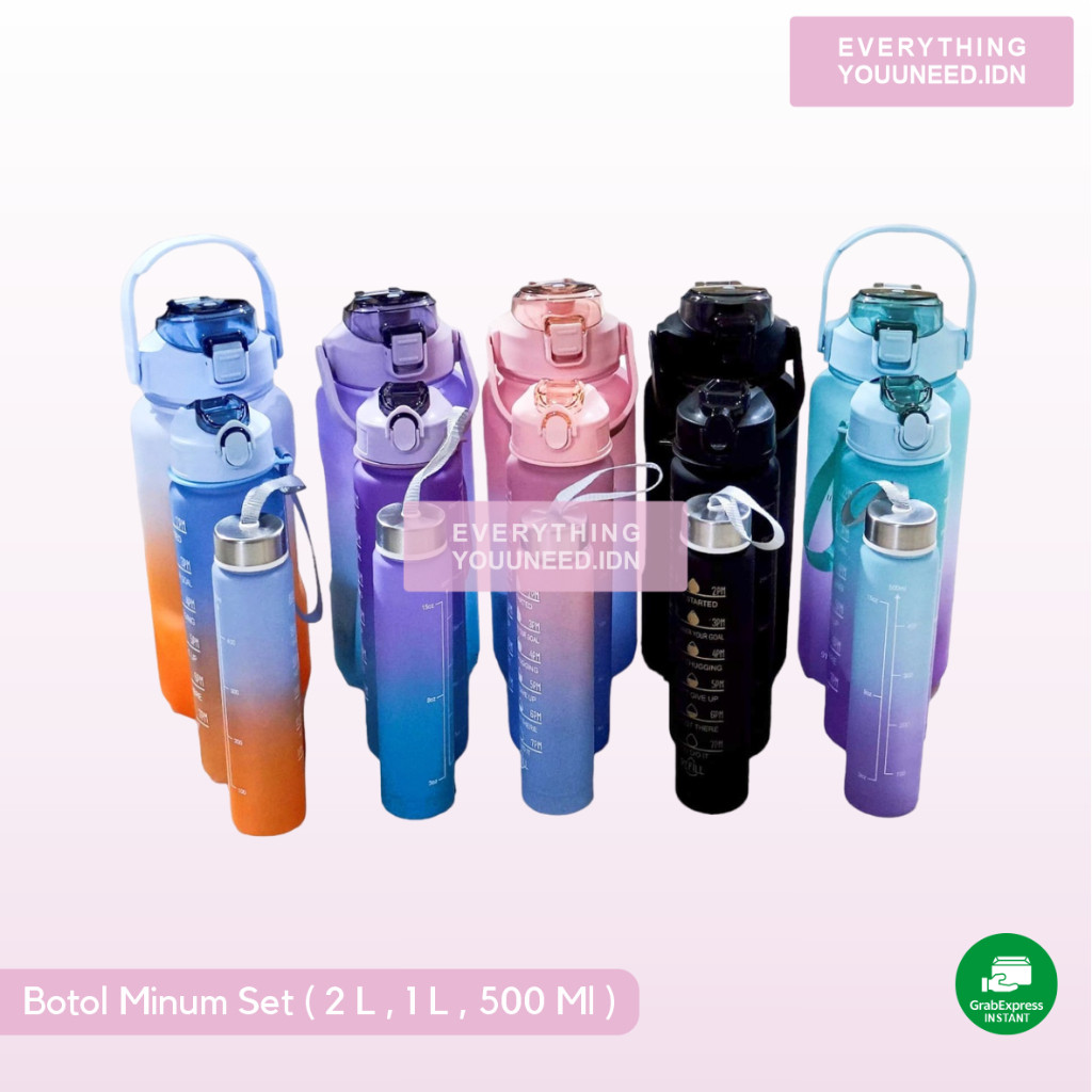 Botol Minum 3 In 1 Viral ( 2 Liter , 1 Liter , 500 Ml )