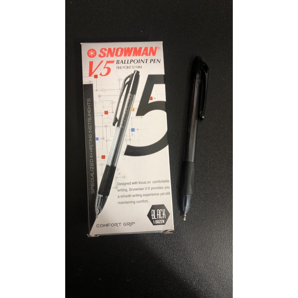 

[Promo]-BEST SELLER Pen Snowman V5 Hitam isi 12 pcs