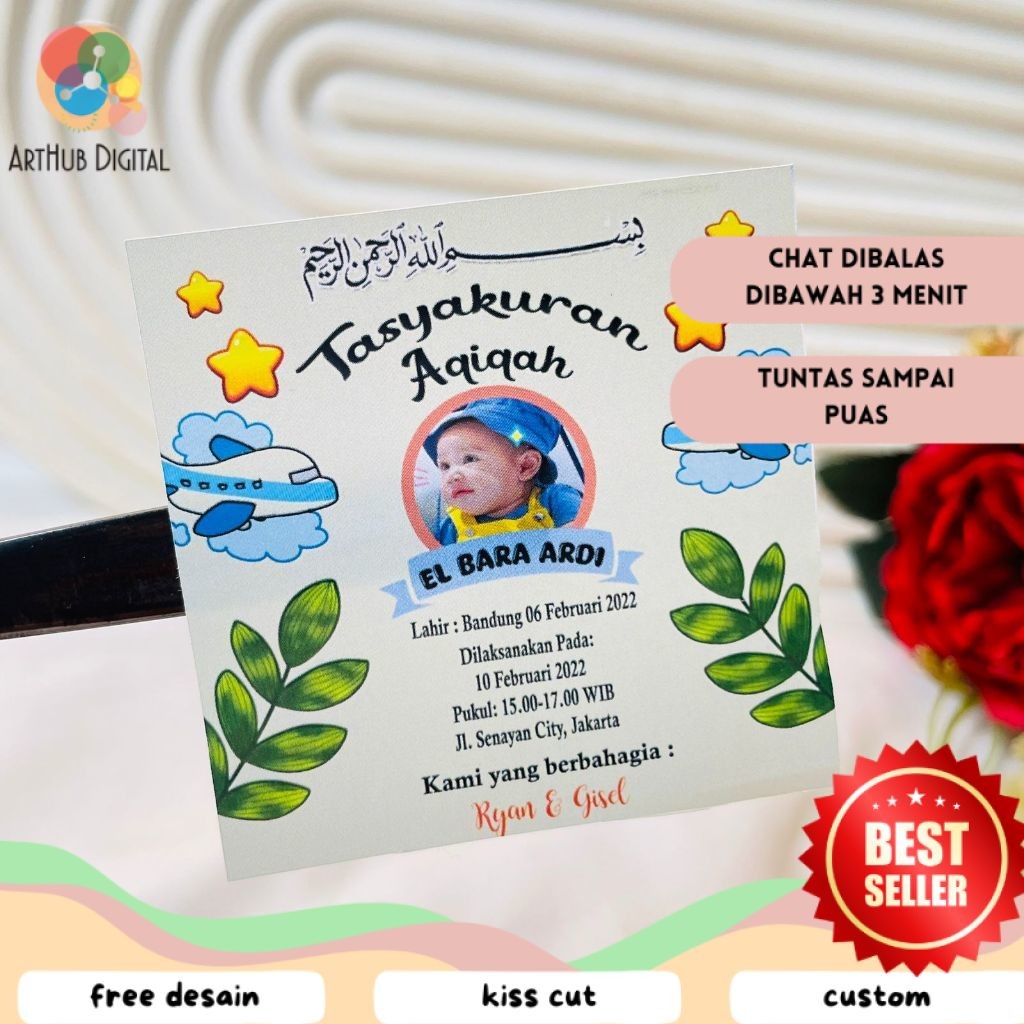 

AHD 2-4 Cetak Stiker Tasyakuran Aqiqah Bayi Sticker Syukuran Qiqah Ikkah Iqqah Anak Bentuk Kotak
