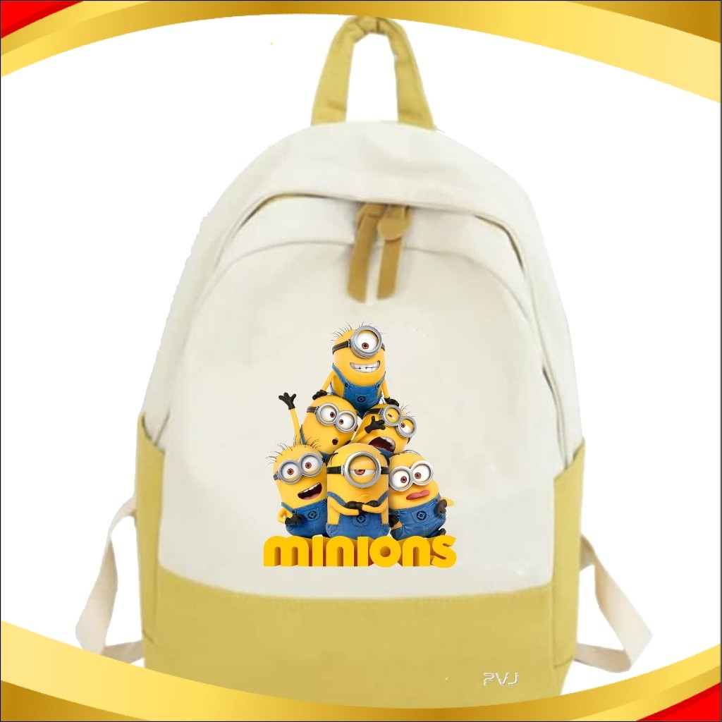 MD Terbaru Tas Sekolah Anak Perempuan Laki Laki SMP SMA Kuliah Ransel Original Backpack Minion Fashi