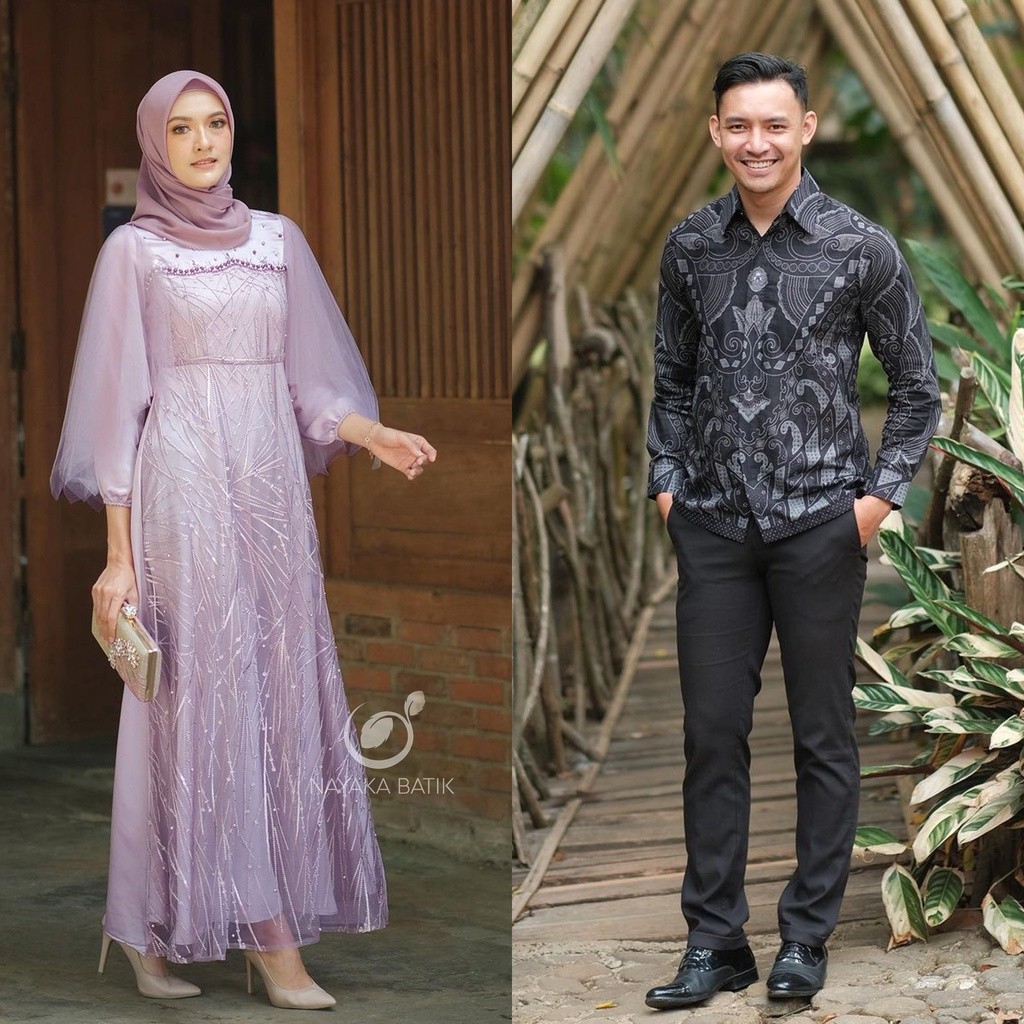 COUPLE GAMIS LEBARAN - SARIMBIT BATIK COUPLE GAMIS RADIKA - BAJU COUPLE KONDANGAN KEKINIAN - DRESS P