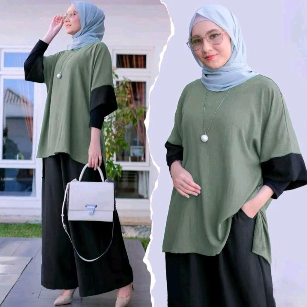 Setelan Wanita Amira One Set Kulot Premium Atasan Celana Panjang | Setelan Atasan Celana Kulot Wanit