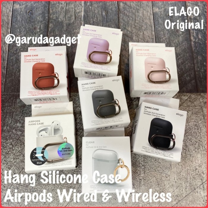 [Koleksi Terbaru] Elago Airpods Hang Silicone Case Original - Apple Airpod - Black