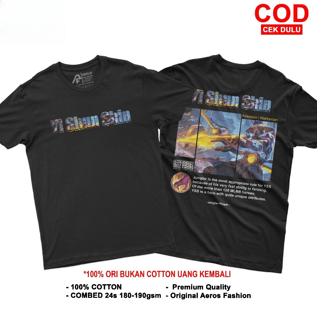 Kaos Mobile Legends Yi Shun SHin Tshirt YSS Jungler MLBB Premium Cotton Combed 24s Unisex