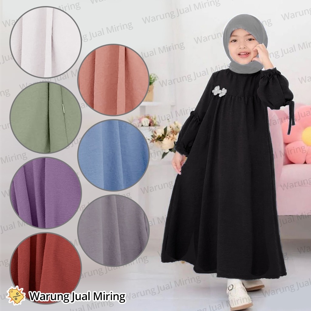 BAHAN PREMIUM / Gamis Anak 2-12 Tahun Crinkle Airflow Baju Perempuan Dress Muslim Cewek Baju Harian 