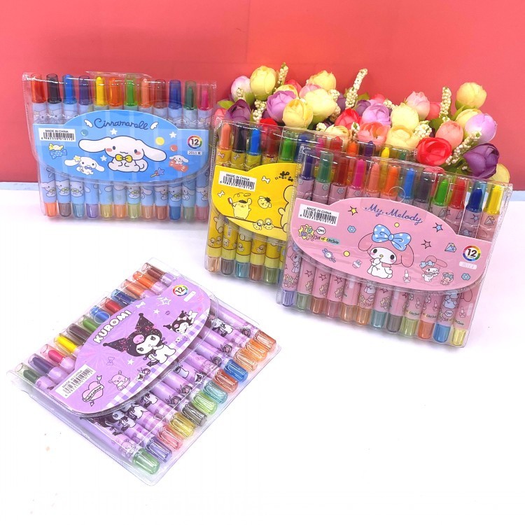 

HYPE N FANCY Krayon twist Mini Sanrio isi 12 pcs MN-1768 / Crayon putar kuromi hello kitty cinnamoroll