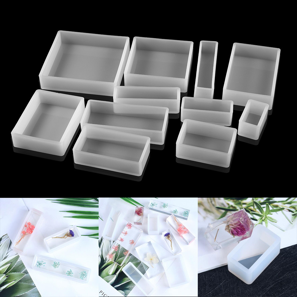 

1Pcs Square Rectangle Silicone Mold Dried Flowers Plant UV Epoxy Resin Mould For DIY Coaster Pendant Jewelry Making Accessories