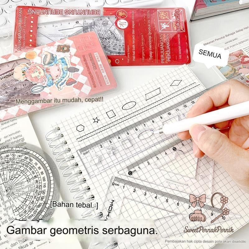 

Penggaris Lentur Bening Isi 4Pcs Lucu Penggaris Set 4IN1 20Cm Ruller Set Transparant Perlengkapan Sekolah Menggambar Pelajar Mahasiswa Motif Polos Kemasan Ziplock