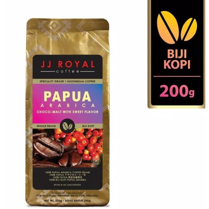 

JJ Royal Coffee Papua Arabica Beans (Kopi Biji) Bag 200g - Ground (Bubuk)