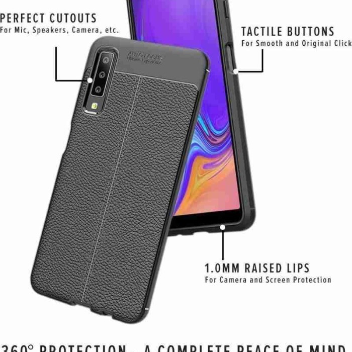 CASE SAMSUNG A750 A7 2018 AUTOFOCUS KULIT CARBON LEATHER CASE  #SWDAUKL