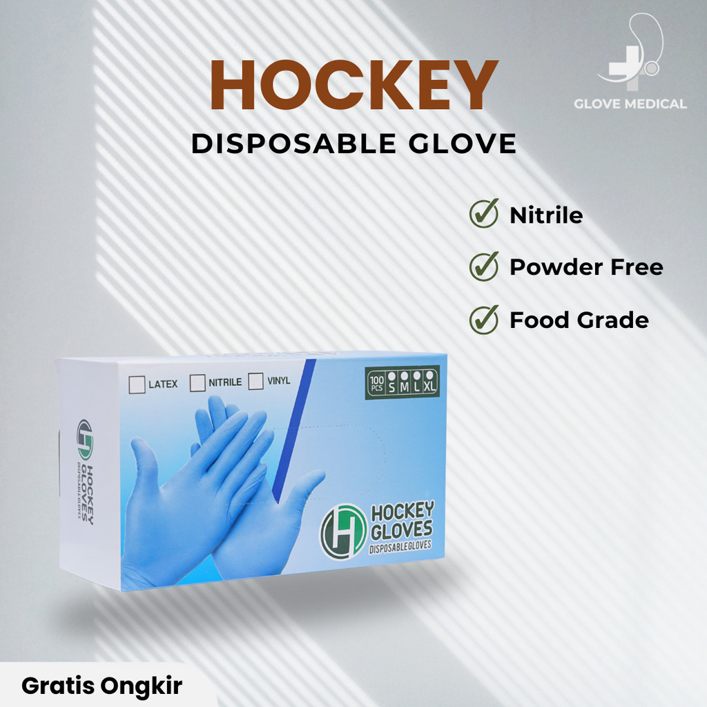 GLOVE MEDICAL | SARUNG TANGAN NITRILE HOCKEY ISI 100 PCS - GLOVE HOCKEY - HANDSCOON NITRILE ORIGINAL