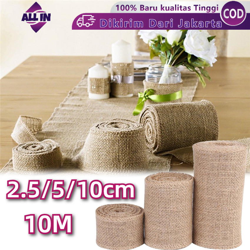 10m Pita Goni Roll Pita Goni Coklat Braided Jute Ribbon Tali Goni Anyaman Pita Goni Renda