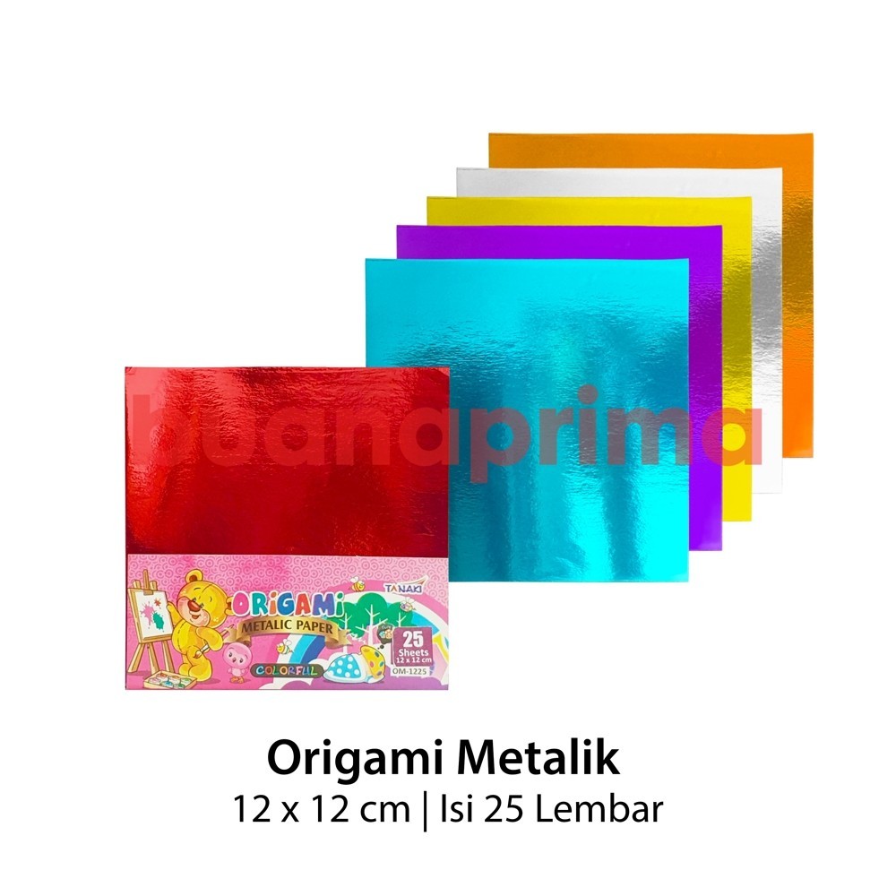 

ACEH.UNO 131704 Origami Metalik Tanaki 4 Ukuran Kertas Lipat 12x12 14x14 16x16 20x20 cm Kilat Metallic Timah