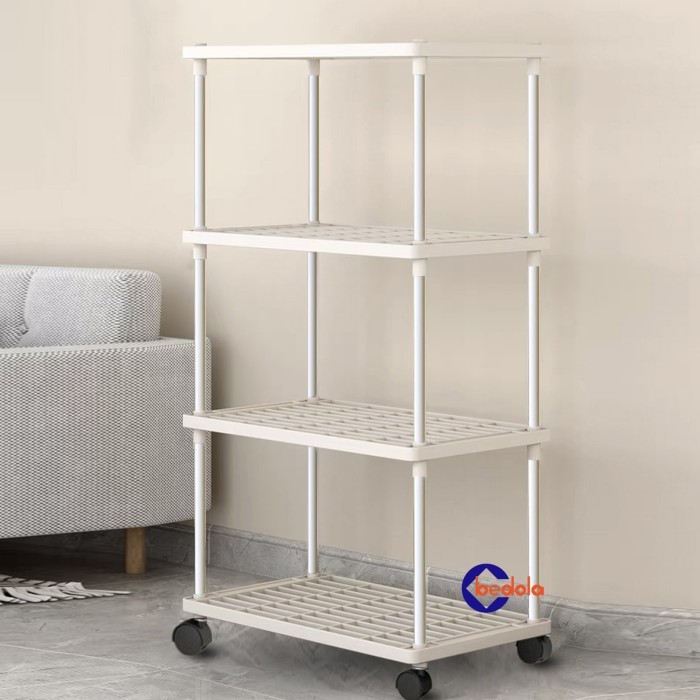 Bedola rak dapur plastik rak susun rak serbaguna 4 layer - Hitam