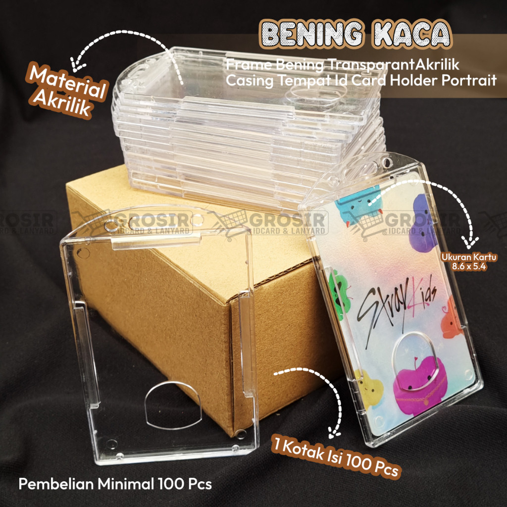 

BENING KACA / Frame Bening Transparant Akrilik Casing Tempat Id Card Holder Portrait