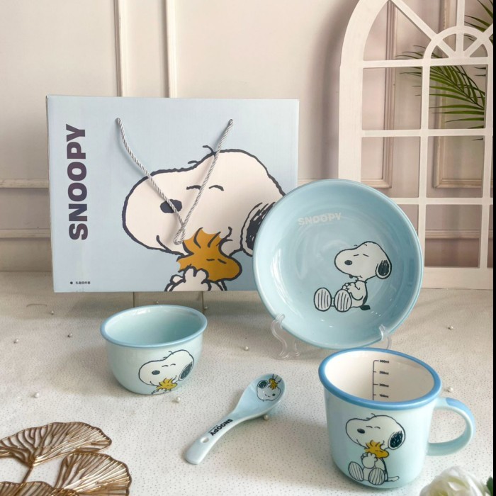 

Snoopy Ceramic Tableware Gift Set Hamper | Kado Piring mangkok gelas - Blue //26