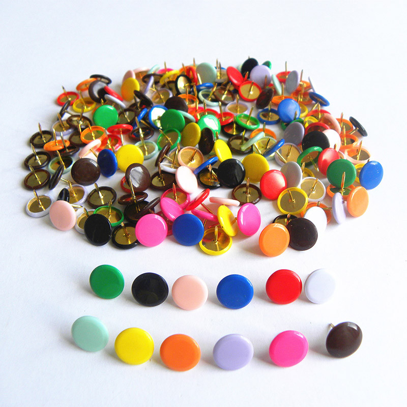 

100pcs Thumbtacks Push Pins Plastic Metal Cork Board Thumb Tacks Pushpins Fashion Stationery Buttons Office School Supplies