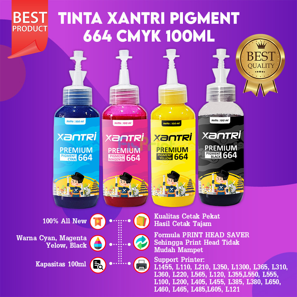 FixPrint Tinta Xantri Pigment 664 Printer L110 L210 L121 L350 L1300 L310 L360 L220 L565 L120 L550