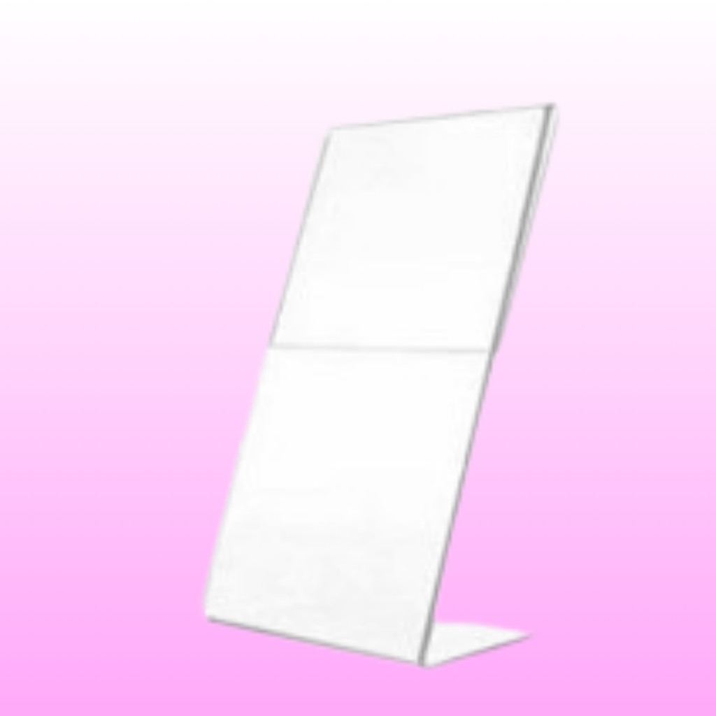 STAND BROSUR BENTUK L A5 2MM / Stand Akrilik Bentuk L A5 2mm / TENT AKRILIK